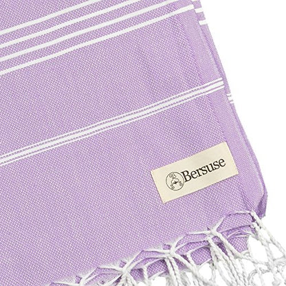 Bersuse Towels Anatolia XL Beach Blanket Throw Blanket Turkish Towel 100% Cotton Extra-Large Quick-Dry Lightweight Premium Peshtemal Towel - 61x82 Inches, Lilac - color: Lilac
