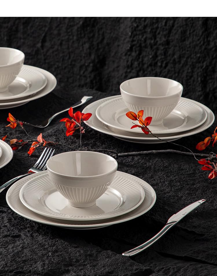 Dinnerware sets plates and bowls sets modern plates,Ceramic Dinnerware Sets,12 Pieces Porcelain Lightweight Plates,Scratch Resistant Dish Set (style - 16, 4 - Set (12pcs)) - color: style - 16