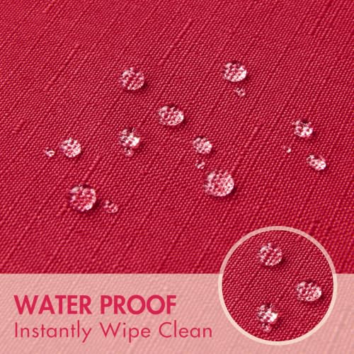 DarkRed 17x17 Polyester Linen Farmhouse Cloth Napkins Set of 8 | Waterproof, Stain Resistant, Shrink Proof, Washable, fabric, Outdoor, Reusable, Dining, Wedding, Kitchen, Party, Birthday - color: Darkred