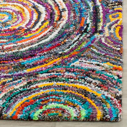 SAFAVIEH Nantucket Collection Accent Rug - 2'3" x 4', Multi, Handmade Boho Abstract Circles Cotton, Ideal for High Traffic Areas in Entryway, Living Room, Bedroom (NAN514A)