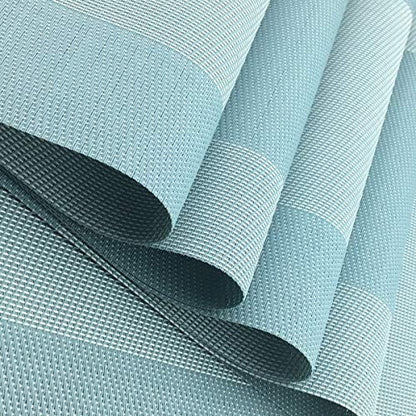 Vinyl Blue Placemats Heat Resistant Dining Table Mats Non-Slip Washable Place Mats Set of 6 （Blue） - color: Blue