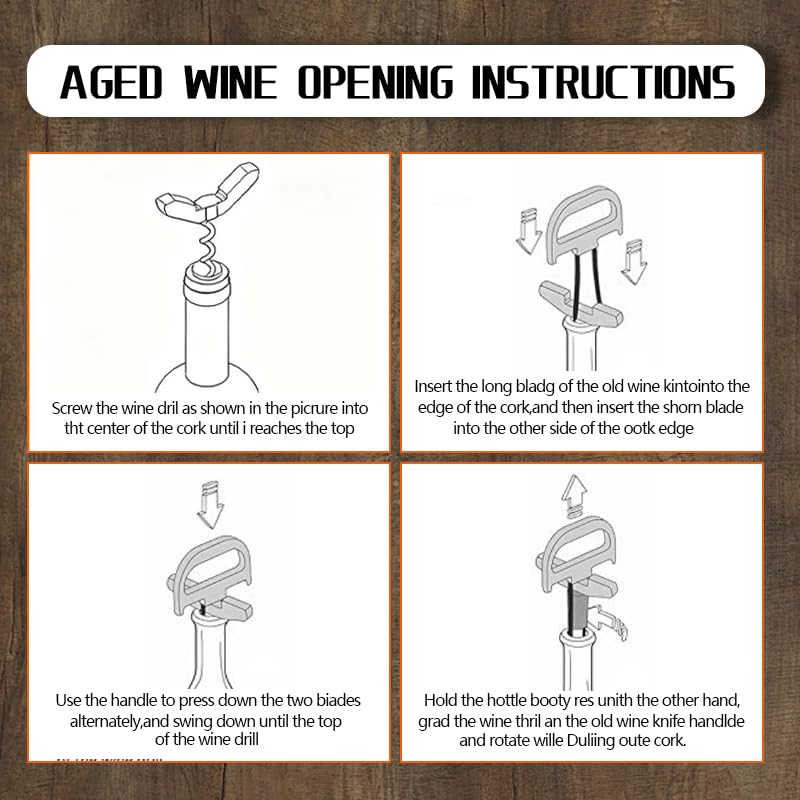 Ah So Wine Opener Set with Foil Cutter, Corkscrew for Old Wines | Two-Prong Cork Remover, Stainless Steel Wine Bottle Opener Gift Set for Wine Lovers