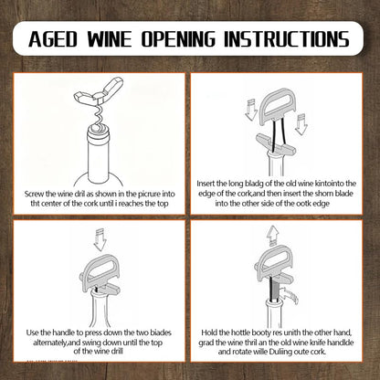 Ah So Wine Opener Set with Foil Cutter, Corkscrew for Old Wines | Two-Prong Cork Remover, Stainless Steel Wine Bottle Opener Gift Set for Wine Lovers