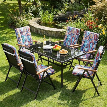 Hoteam 4 Set Outdoor Patio Chair Cushions 20 x 42 in Deep Seat Waterproof Patio Cushions Set for Furniture Replacement Removable Seat and Back (Red Paisley Pattern) - style: Red Paisley Pattern