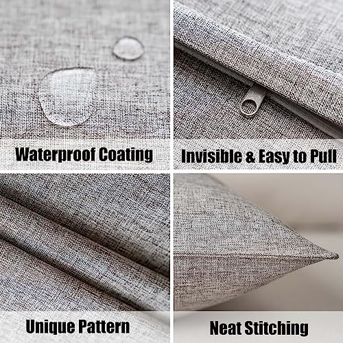 NiNi ALL Outdoor Waterproof Throw Pillow Covers Set of 2 Decorative Farmhouse Garden Pillowcase Solid Cushion Cases for Patio Tent Couch 18x18 inch Grey | Faux Linen Decorative Solid Throw Pillow Covers Farmhouse for Garden Furniture Tent Balcony Couch So