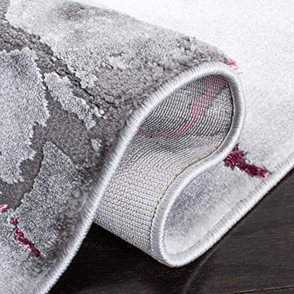 SAFAVIEH Craft Collection Runner Rug - 2'3" x 6', Grey & Wine, Modern Abstract Design, Non-Shedding & Easy Care, Ideal for High Traffic Areas in Living Room, Bedroom (CFT877S) - color: Grey/Wine, size: 2'3" x 6' (Runner)