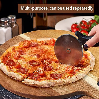 Sliner 6 Pcs Acacia Wood Round Cutting Board Pizza Paddle,14 X 18.9 Inch | 0.6" Thick Wood Boards with Handle, Charcuterie Serving for Cheese Meat Fruit Party, Chopping Paddle Kitchen Bulk Gift - size: 14 x 18.9 Inch
