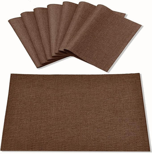 Cloth Placemats Set of 8, Linen Type Fabric Placemats Machine Washable Heat Resistant Placemats Wrinkle Free Thick Polyester Kitchen Place Mats for Dining Table (Dark Brown) - color: Dark Brown, size: Placemats 12'' x 18'', Set of 12