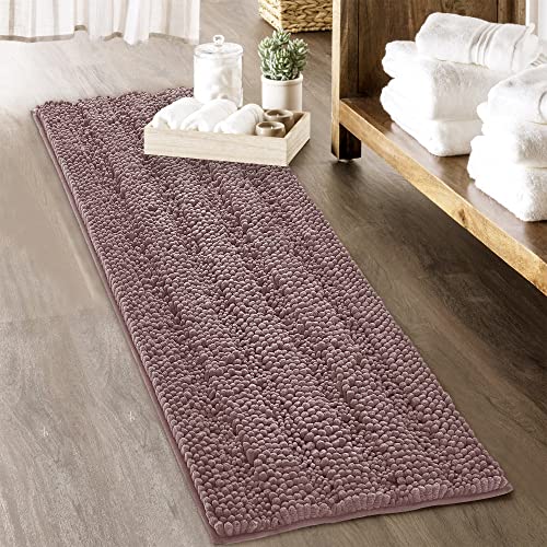KGORGE Bath Mat for Bathroom - Super Soft Shower Rug Washable Absorbent Non-Slip Quick Drying Chenile Bathtub Floor Carpet, Light Purple, 70" x 24", 1 Piece - color: Light Purple, size: 2' x 5'10" (Rectangular)