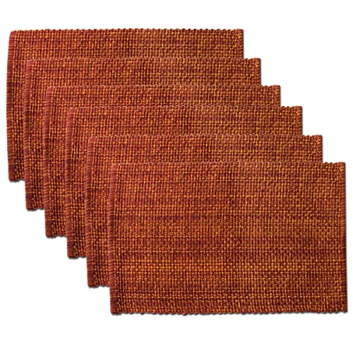 Sweet Home Collection 100% Cotton Placemats for Dining Room Rectangle Two Tone Woven Fabric 13" x 19" Soft Durable Table Mat Set, Set of 6, Rust - color: Rust, size: Rectangle 13" x 19"