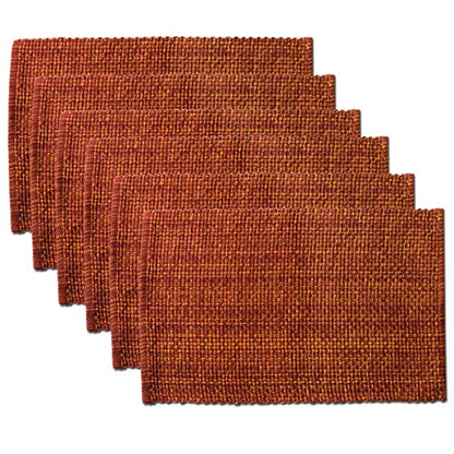 Sweet Home Collection 100% Cotton Placemats for Dining Room Rectangle Two Tone Woven Fabric 13" x 19" Soft Durable Table Mat Set, Set of 6, Rust - color: Rust, size: Rectangle 13" x 19"