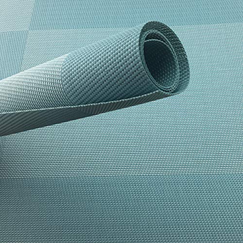 Vinyl Blue Placemats Heat Resistant Dining Table Mats Non-Slip Washable Place Mats Set of 6 （Blue） - color: Blue