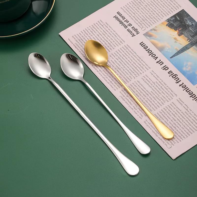 Demitasse Espresso Spoons, Coffee Spoon, 7.7Inches Stainless Steel Spoons for Dessert, Set of 6(silver) - color: Silver, size: 7.7Inch
