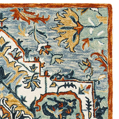 SAFAVIEH Aspen Collection Accent Rug - 4' x 6', Blue & Rust, Handmade Boho Wool, Ideal for High Traffic Areas in Entryway, Living Room, Bedroom (APN312A) - size: 4' x 6' (Rectangular)