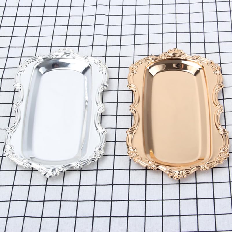 Gold Serving Tray 8.07X4.84 Inch Decorative Dessert Plate for Wedding Party Fruit Snacks Cake Display Elegant Tableware