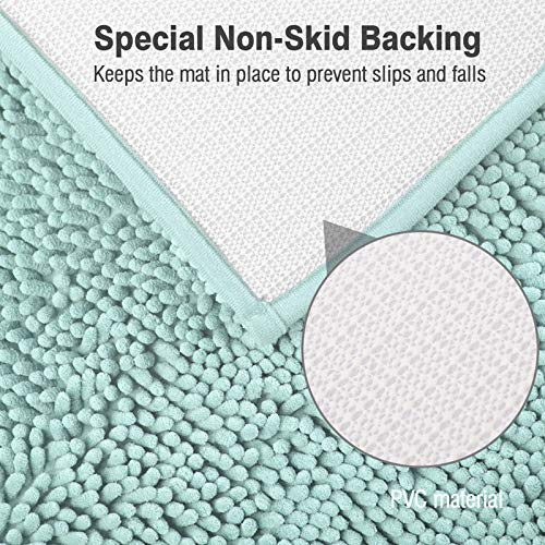 Standard 24"x21" U-Shaped Non-Slip Shaggy Chenille Toilet Contour Bathroom Rug with Water Absorbent, Spa Blue - color: Spa Blue, size: 24" x 21" (U-Shaped)