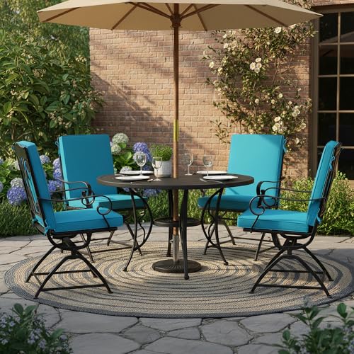 Summsun High Back Patio Dining Chair Cushions 4-Pack, 20 x 20 Inch, Teal | High-Resilience Foam, Non-Slip Bottom, Water Resistant, Removable Cover, Hidden Zipper, Fit for Garden, Lawn, Patio Furniture - color: Teal