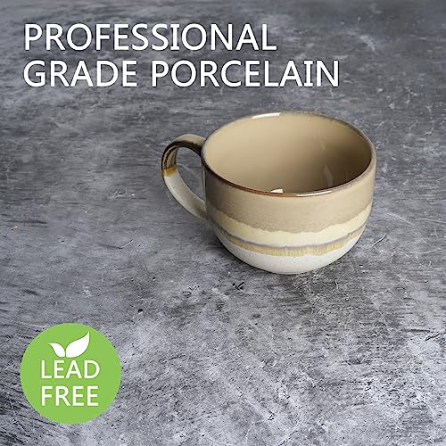 Bosmarlin Ceramic Jumbo Coffee Mug Set of 2, 23 Oz, Large Mug Soup Bowls with Handles, Dishwasher and Microwave Safe (Brown Grey) - color: Brown Grey