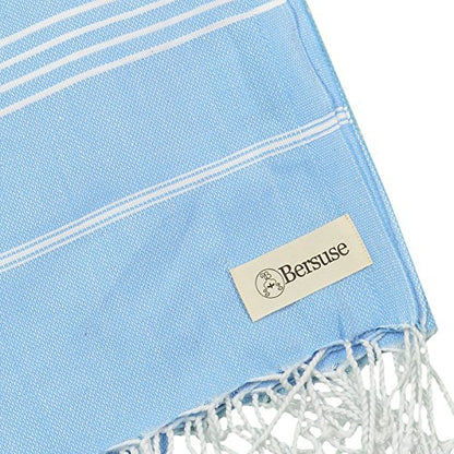 Bersuse Towels Anatolia XL Beach Blanket Throw Blanket Turkish Towel 100% Cotton Extra-Large Quick-Dry Lightweight Premium Peshtemal Towel - 61x82 Inches, Blue - color: Blue