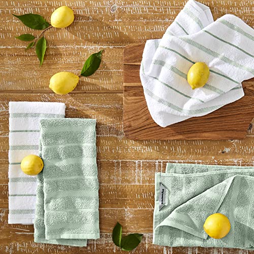 KitchenAid Albany Kitchen Towel 4-Pack Set, Pistachio/White, 16"x26" - color: Pistachio, size: 16"x26"