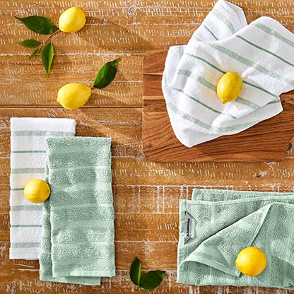 KitchenAid Albany Kitchen Towel 4-Pack Set, Pistachio/White, 16"x26" - color: Pistachio, size: 16"x26"