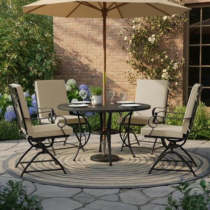 Summsun Outdoor Dining Chair Cushions 4-Pack, 20 x 20 Inch, Cream | High Back, High-Resilience Foam, Non-Slip Bottom, Water Resistant, Removable Cover, Tie Straps, Fit for Adirondack, Rocker - color: Cream