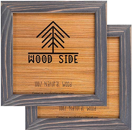 Rustic Wooden Square Picture Frames 4x4 - Set of 2-100% Natural Solid Eco Wood with Real Glass for Wall Mounting and Tabletop Display Photo Frame - Grey - color: Gray