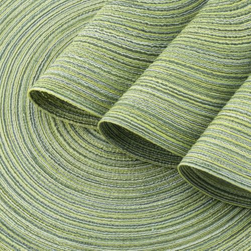 Winknowl Round Braided Placemats Set of 6 Washable Woven Heat Resistant Table Mats for Kitchen Dining Tables 15 inch Round Place Mats (Pea Green,6) - color: Pea Green, size: 6pcs