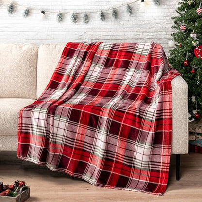 PAVILIA Christmas Throw Blanket | Holiday Christmas Red Fleece Blanket | Soft, Plush, Warm Winter Cabin Throw, 60x80 (Red Green Plaid) - color: Holiday - Plaid Red, size: 60 X 80 Inches - Twin