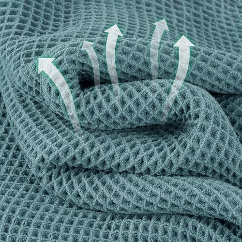 MICROFI Microfiber Waffle Bath Towels, 4 Pieces, Soft, Absorbent, Fast Drying, Lint Free 430 GSM (27''x55''/68.58 cm x139.7 cm) - color: Green