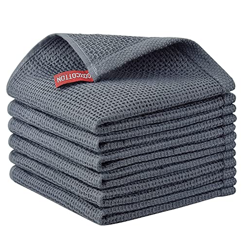 Nialnant 100% Cotton Waffle Weave Kitchen Towels,6 Pack Dish Cloths for Washing Dishes,Kitchen Dish Towels 12x12 Inches,Dark Gray - color: Dark Gray, size: 12 x 12 - 6 Pack