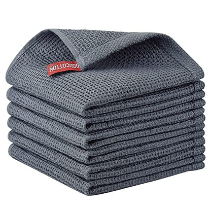 Nialnant 100% Cotton Waffle Weave Kitchen Towels,6 Pack Dish Cloths for Washing Dishes,Kitchen Dish Towels 12x12 Inches,Dark Gray - color: Dark Gray, size: 12 x 12 - 6 Pack