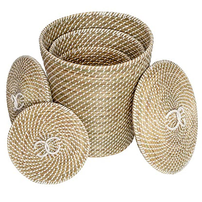 Honey Can Do Set of 3 Nesting Seagrass Snake Charmer's Baskets, Natural STO-08750 Natural