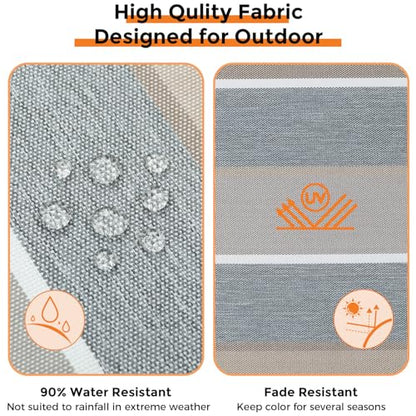 Magpie Fabrics Outdoor Tufted Seat Cushion 19"x19" Set of 2 (Grey Striped) | Waterproof Patio Chair Pads with ties Tatami Floor Pillow for Room Garden Balcony Office - color: Grey Striped