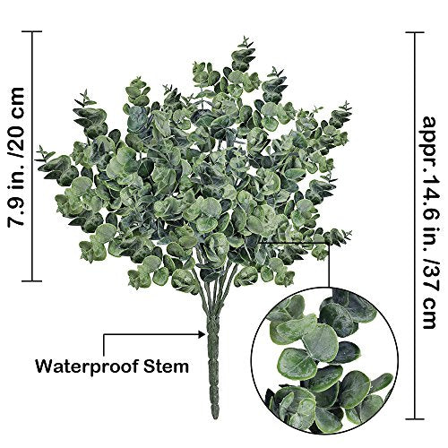 Supla 3 Pcs Realistic Eucalyptus Leaves Bushes Artificial Greenery Stems Faux Eucalyptus Branches in Grey Green 14.6" Tall for Vase Bouquets Wreath Garland Floral Crafts Centerpiece Table Decorations