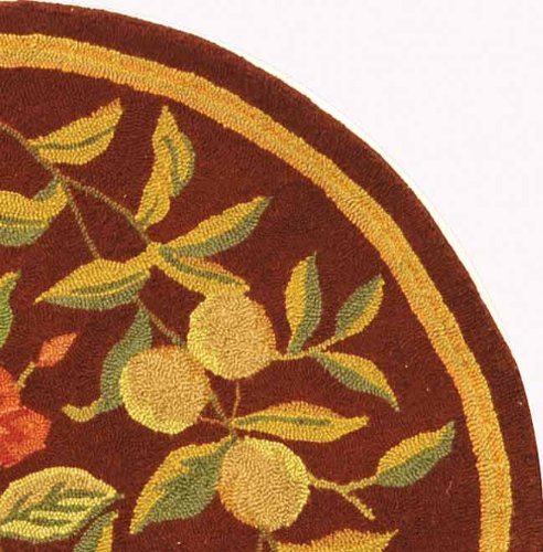 SAFAVIEH Chelsea Collection 3' Round Burgundy HK210C Hand-Hooked French Country Wool Area Rug - color: Burgundy, size: 3' (Round)
