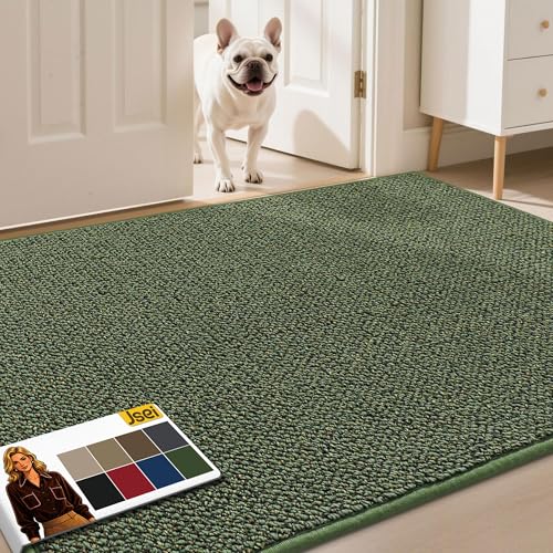 JSEI Door Mat for Entrance, TPR Non-Slip Backing, 36"x60", Green | Washable Low Profile Doormat for Front Door & Back Door, Absorbent Dirt-Trapping Entryway Rugs for Wet Shoes & Dirty Paws - color: Green, size: 36'' X 60''
