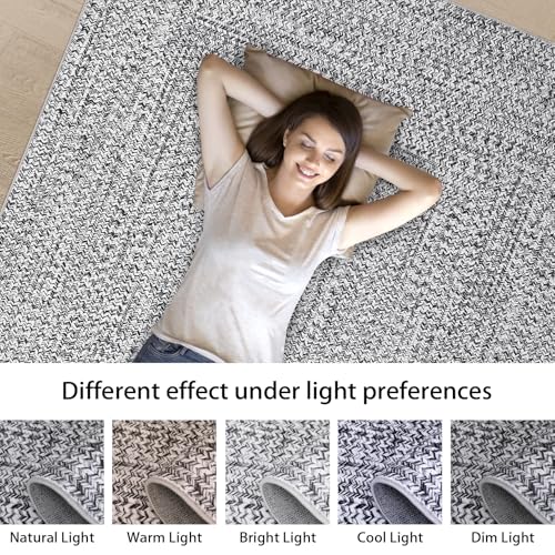 ROYHOME Hallway Runner Rug 2x8 Print Braided Washable Runner Rug for Entryway - color: Grey, size: 2' x 8' (Rectangular)