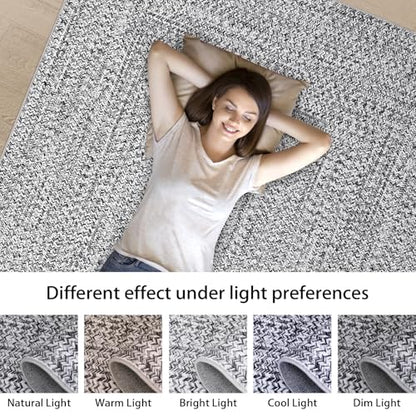 ROYHOME Hallway Runner Rug 2x8 Print Braided Washable Runner Rug for Entryway - color: Grey, size: 2' x 8' (Rectangular)
