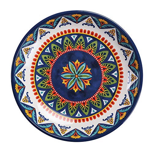 Bico Havana Pasta Bowls, 35oz Salad Bowl Set of 4, Large Ceramic Serving Dinner Bowls for Soup and Cereal, Microwave and Dishwasher Safe, Gift for Housewarming and Thanksgiving - color: Multicolor