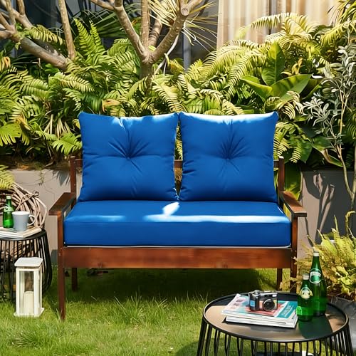 ARTPLAN Loveseat Patio Deep Seat Cushions 46"x24"x5" Bench Pad,Navy Blue | High-density foam fill, solution-dyed UV water repellent fabric, zipper removable cover fits patio swing & bench furniture - color: Navy Blue