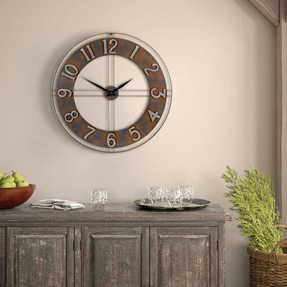 30-Inch Large Metal Decorative Rusty Wall Clock with Arabic Numerals - size: X-Large