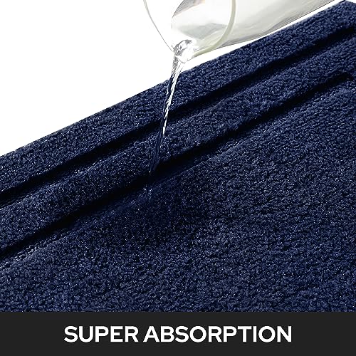 HOMEIDEAS Bathroom Rugs Sets 2 Piece, Super Soft and Absorbent Non Slip Microfiber Machine Washable Bath Mat Set (20" x 32" + 16" x 24", Navy Blue) - color: Loop- Navy Blue, size: 1'4" x 2'8" (16"x24"+20"x32")