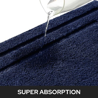 HOMEIDEAS Bathroom Rugs Sets 2 Piece, Super Soft and Absorbent Non Slip Microfiber Machine Washable Bath Mat Set (20" x 32" + 16" x 24", Navy Blue) - color: Loop- Navy Blue, size: 1'4" x 2'8" (16"x24"+20"x32")