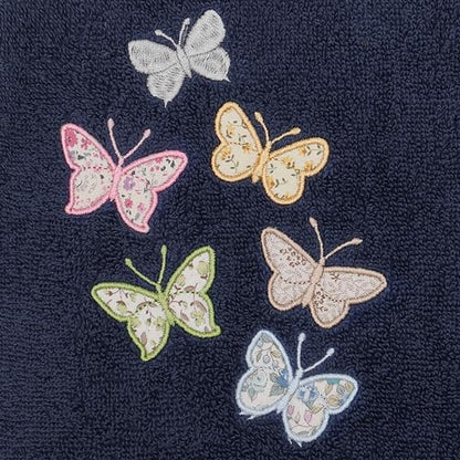Frolic 4-Piece Luxury Towel Set, Calico Applique, Soft & Durable Turkish Cotton, Elegant Bathroom Ensemble, 2 Bath 2 Hand Towels, Marine - color: Marine, size: 2 Pcs Bath 2 Pcs Hand Towel