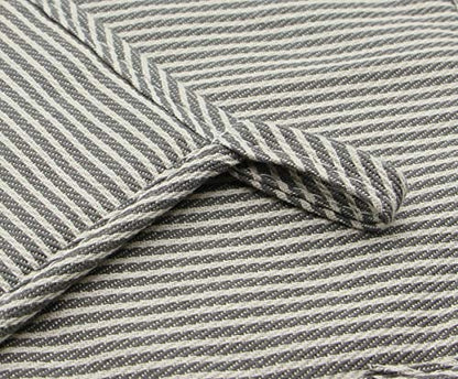 Cotton Oven Mitts and Pot Holders Set, Grey Stripes, Set of 3 | Quilted Oven Mitts Heat Resistant, Pot Holders and Oven Mitts For Kitchen