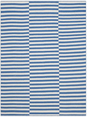 SAFAVIEH Montauk Collection Accent Rug - 2'3" x 3'9", Ivory & Blue, Handmade Stripe Cotton, Ideal for High Traffic Areas in Entryway, Living Room, Bedroom (MTK715C) - color: Ivory/Blue, size: 2'3" x 3'9" (Rectangular)