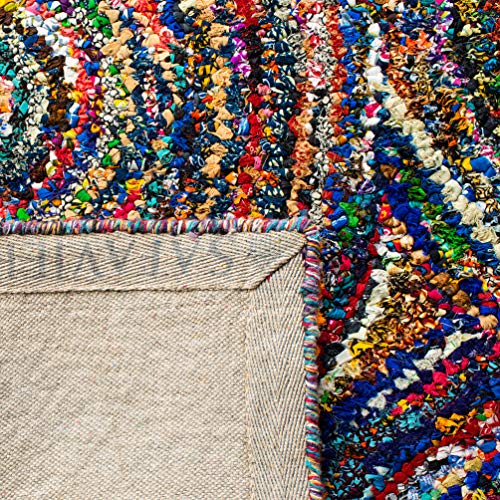 SAFAVIEH Nantucket Collection Accent Rug - 2'3" x 4', Multi, Handmade Boho Abstract Circles Cotton, Ideal for High Traffic Areas in Entryway, Living Room, Bedroom (NAN514A)