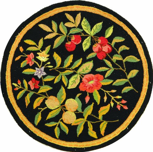 SAFAVIEH Chelsea Collection 3' Round Black HK210B Hand-Hooked French Country Wool Area Rug - color: Black, size: 3' (Round)