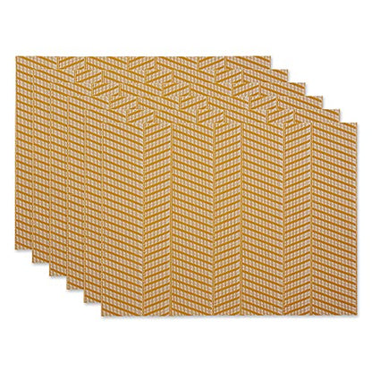 DII Farmhouse Stripe Woven Tabletop Collection Placemat Set, 13x17.25, Honey Gold, 6 Piece - color: Honey Gold
